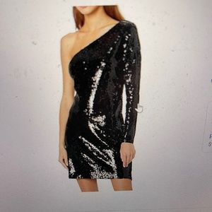 Gorgeous Black Sequin One Shoulder Party/Prom Dress